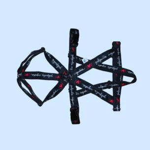Arnés Antiescape XY para galgos con estampado Galguitis aguda negro